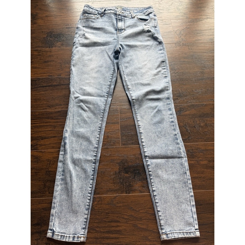True Craft High Rise Skinny Jeans Womens 8 Blue Distressed Stretch Denim Casual